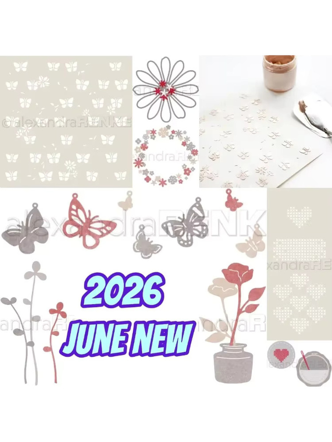 Metall-Stanzform und Stempel Set mit Schmetterling und floralem Sommer-Design in Silber für Scrapbooking und DIY-Basteldekorationen - Bild 2