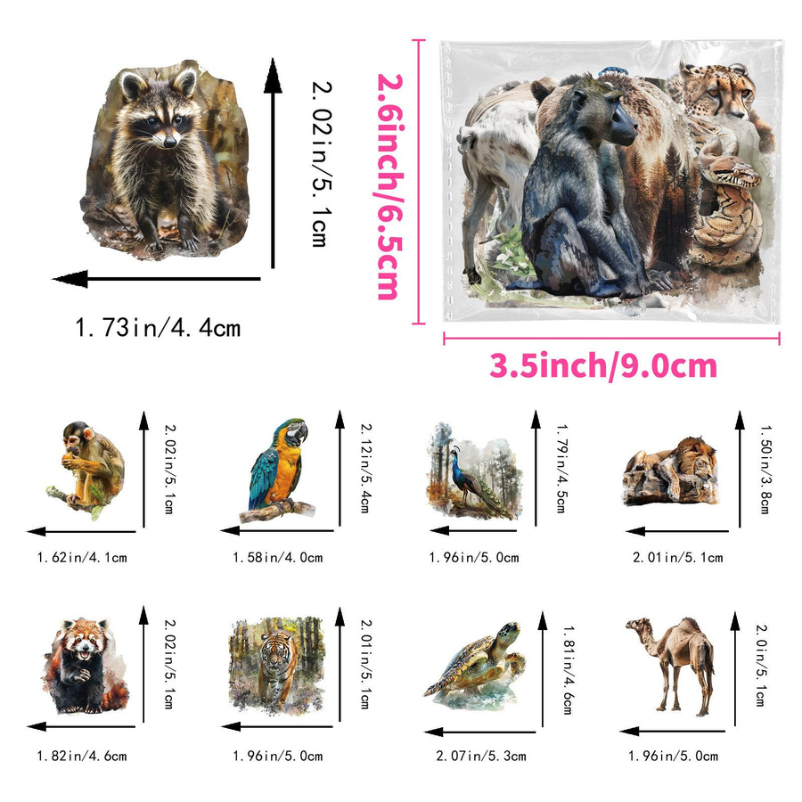 50 superrealistische Tierbilder als transparente Aufkleber für Kinder zur Früherziehung und DIY-Gestaltung von Glastassen oder Fotorahmen, mehrfarbig - Bild 1