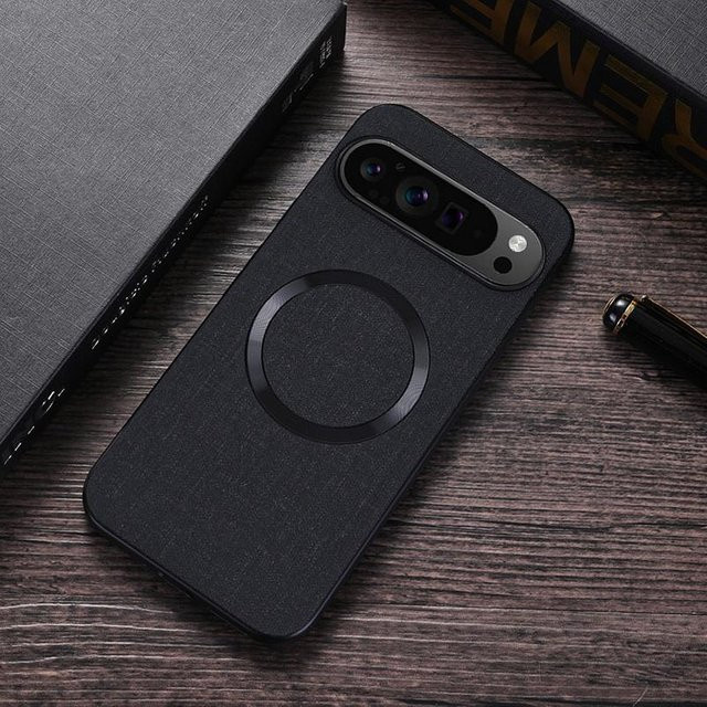 MagSafe Magnetische Lederhülle für Google Pixel 9 Pro XL, Pixel 9 Pro, Pixel 8 Pro und Pixel 7A in Schwarz - Bild 1