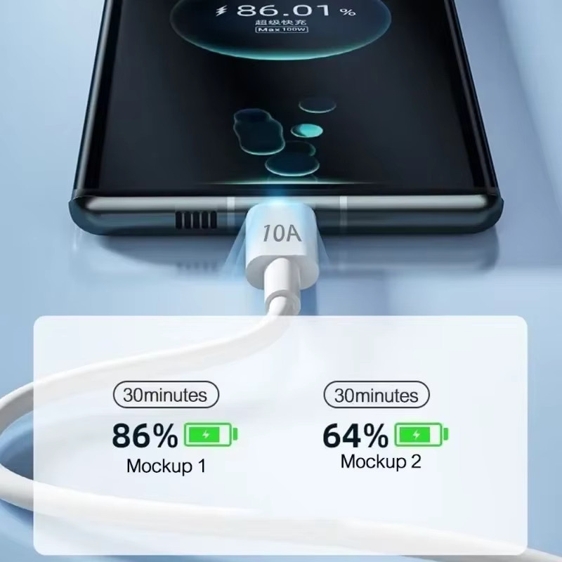 BAPPSUS USB A auf Typ C Schnellladekabel 120W 10A in Weiß für Samsung Xiaomi Huawei - Bild 4