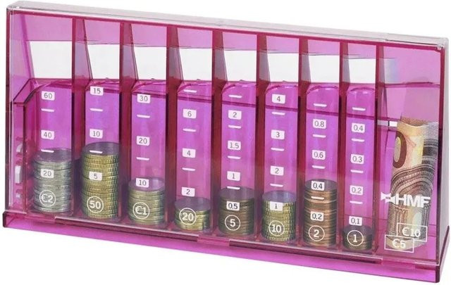 HMF Münzsortierer Euro Spardose Pink B/T/H: 24 x 5 x 12 cm - Bild 1