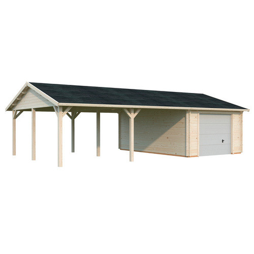 Palmako Garage Roger aus Fichtenholz mit Sektionaltor und Satteldach, braun, B/T/H: 1006 x 619 x 316 cm - Bild 3