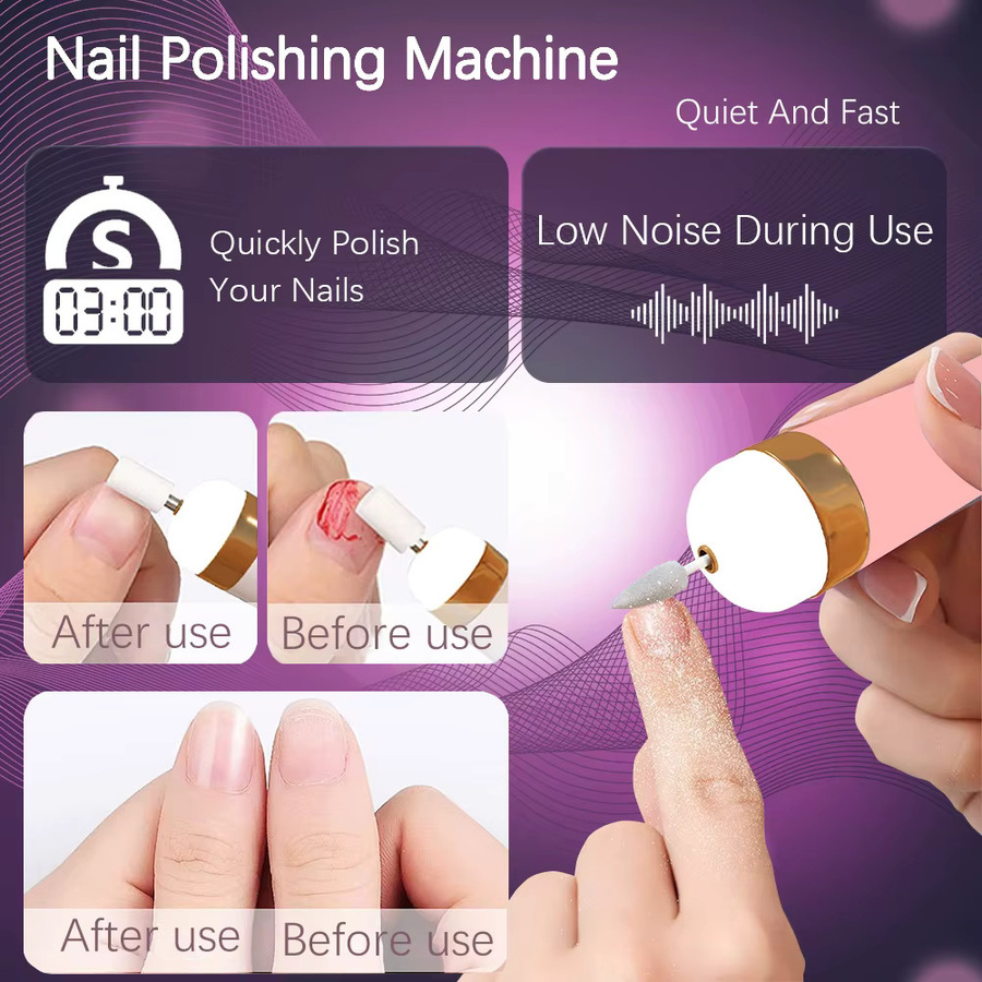 YIKOOLIN Elektrische Nagelfeile mit LED-Licht, 5-in-1 Nagelbohrer-Set - Bild 5