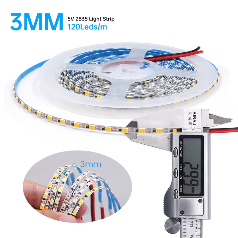 XUNATA LED-Streifen Weiß, 5 V, 3 mm Breite, 120 LEDs/m, SMD 2835, flexibel und zuschneidbar für TV-Hintergrundbeleuchtung - Bild 5