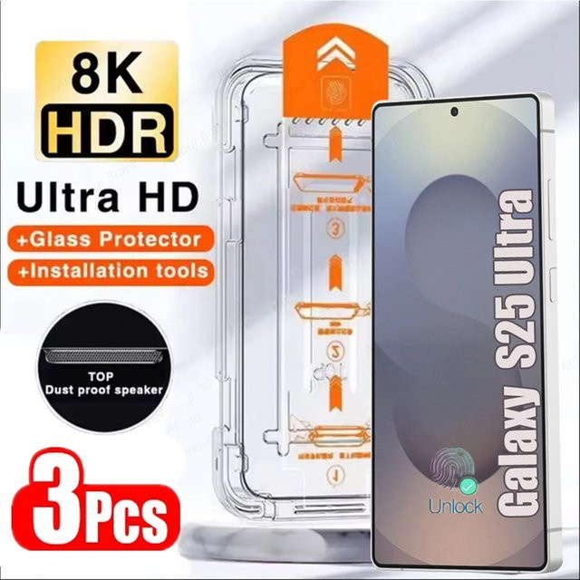 3er Pack Arvin Displayschutzfolie aus Glas mit oleophober Beschichtung für Samsung Galaxy S25 S24 S23 S22 S21 Ultra Plus, transparent - Bild 1