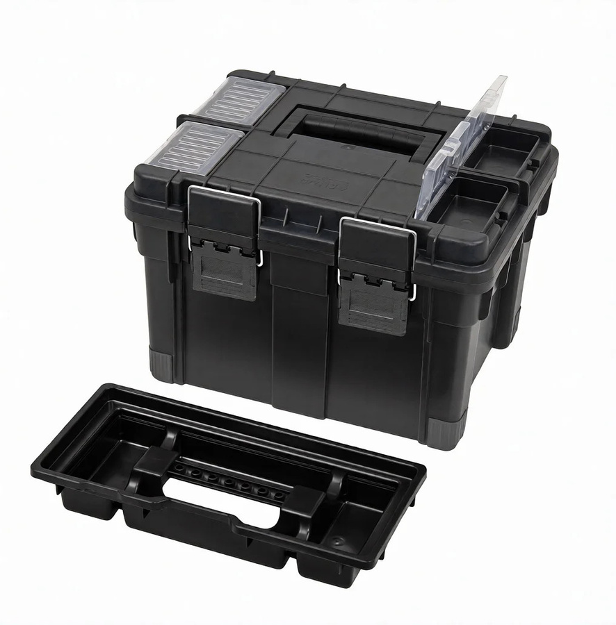 PATROL Toolbox HD Compact Logic Werkzeugkiste aus Kunststoff in Schwarz und Grau - Bild 2