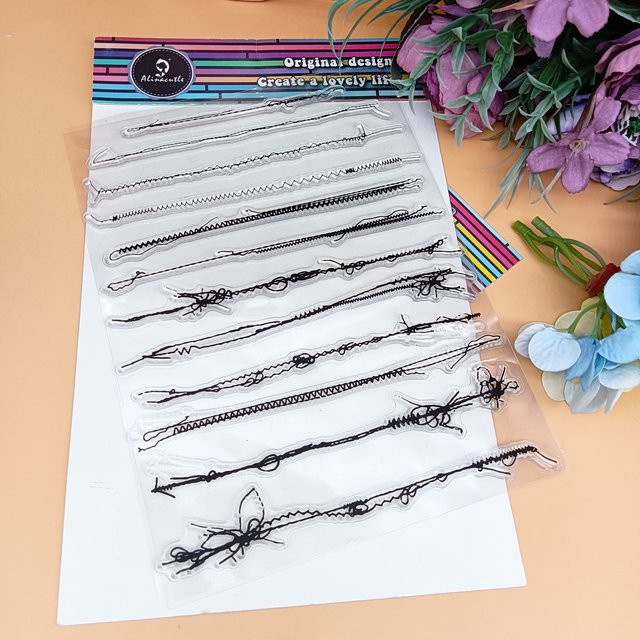 Alinacutle Transparenter Silikonstempel mit dekorativen Linien für Papierhandwerk und DIY-Kartenherstellung, Transparent - Bild 1