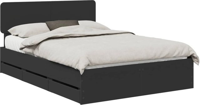 vidaXL Bettrahmen mit Schubladen in Schwarz, modern, aus Holzwerkstoff, B: 150 cm, T: 203 cm, H: 35 cm - Bild 1
