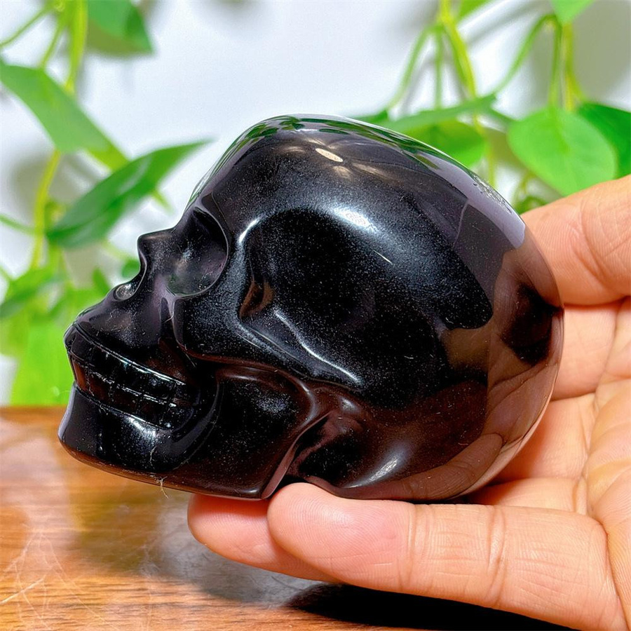 Schwarzer Obsidian Schädel von MOMO MARKET in Gotik-Design für Halloween und Tag der Toten - Bild 4