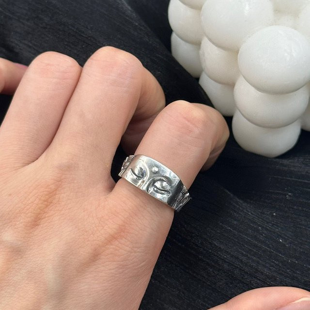 Everoyal Ring, Vintage Buddha Design, Silber, Herren - Bild 1