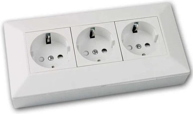 ChiliTec 3-Fach Aufbau Steckdosenblock in Weiß Matt für die Arbeitsplatte 250V 16A - Bild 1