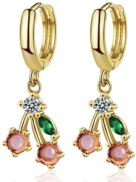 Ohrstecker Rosa Kirsche, Kristall, Gold, Damen - Bild 1