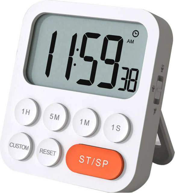 VOCOO LCD Digital Timer mit 12/24H Format und Magnet für Küche und Haushalt in Schwarz oder Weiß - Bild 1