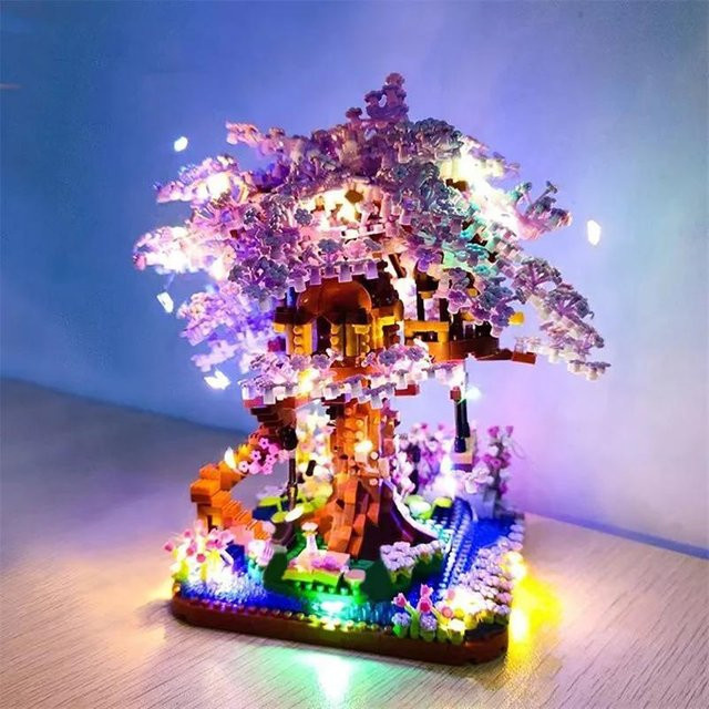 Linyi toy car Mini-Kirschblütenbaum Bausteine Set, mit Licht, ab 6 Jahren - Bild 1