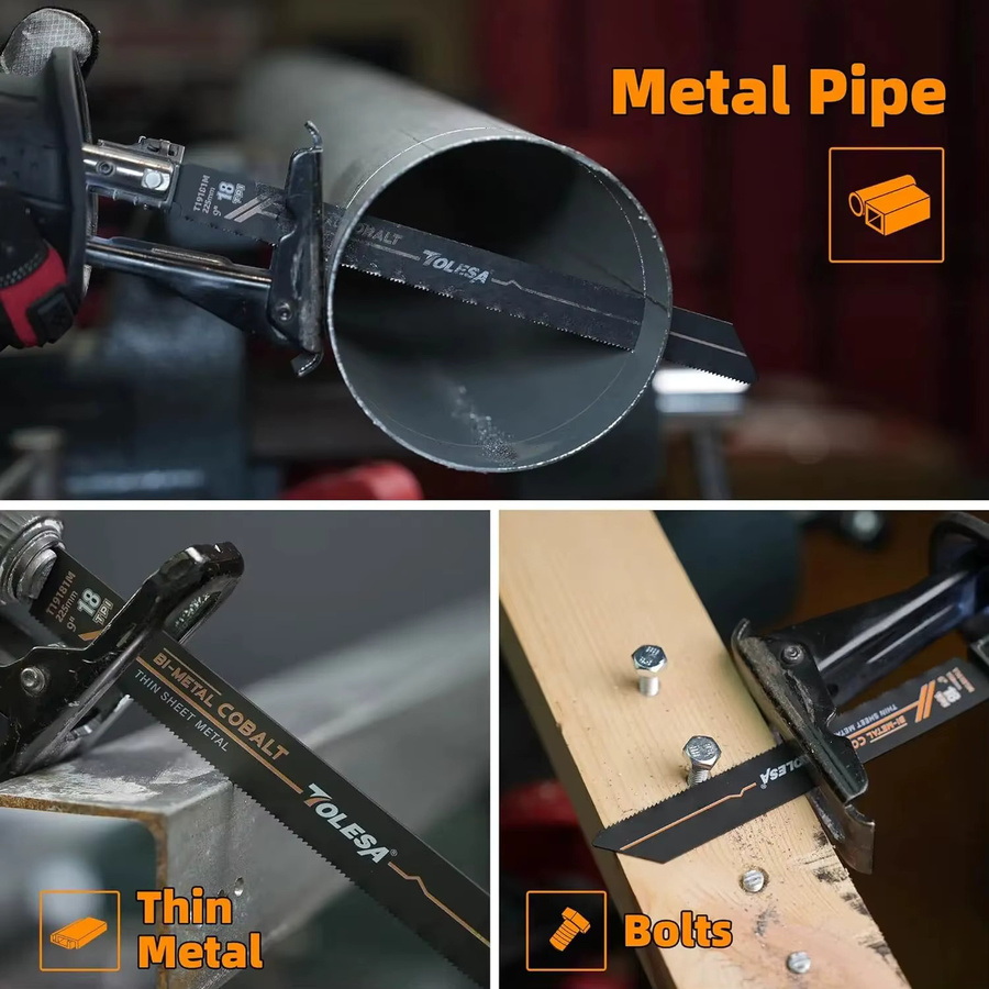 TOLESA 10er Set Bimetall-Sägeblätter für Metallsägen mit 18 TPI und Kobalt, Farbe: Silber, Länge: 150 mm und 225 mm - Bild 4