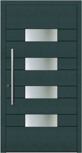 KNOCK Aluminium-Haustür Marte in Moosgrün mit Glaseinsatz und RC2-Schutz - Bild 1