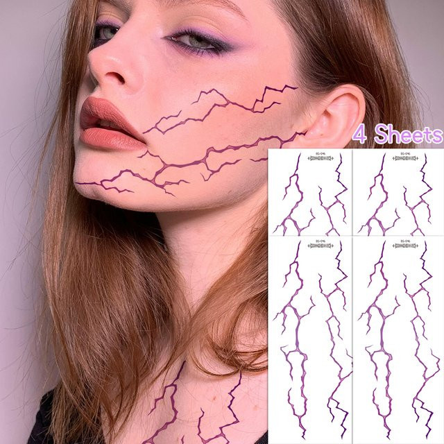 ROCOOART Temporäre Tattoos, Blau Lila, Damen - Bild 1