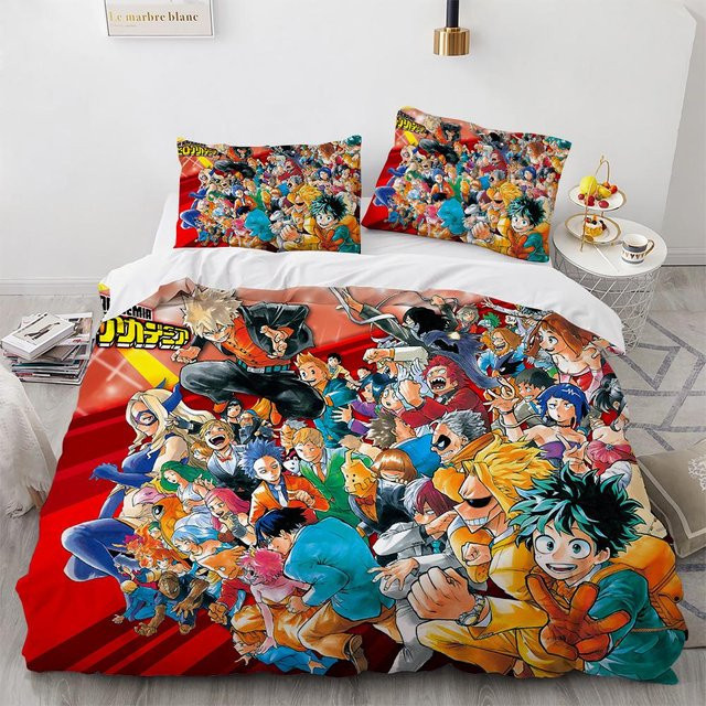 My Hero Academia Bettwäsche-Set aus Polyester mit 3D-Cartoon-Design, 3-teilig, B/H: 228 x 228 cm - Bild 1