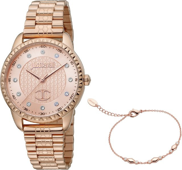 Just Cavalli Damenuhr, Edelstahl, Rosegold, Quarz, Diamantbesetzt, 34 mm - Bild 1