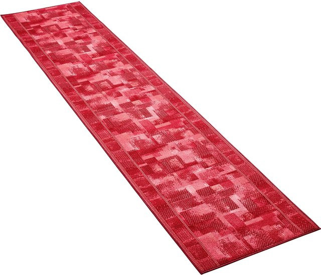 Moderner Teppich Tetris in Rot mit geometrischem Design für den Flur - Bild 1