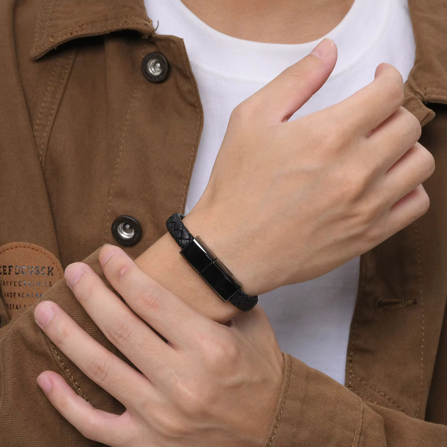 mprainbow Lederseil-Armband, Schwarz, Herren - Bild 3