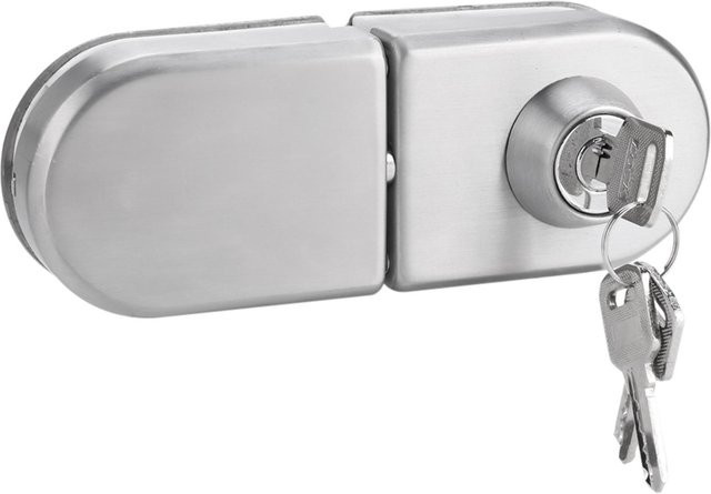 mfySpace Edelstahl Glastürschloss für 10-12mm Glas, Farbe Weiß/Silber, inklusive Schlüssel für Zuhause, Hotel und Badezimmer - Bild 1