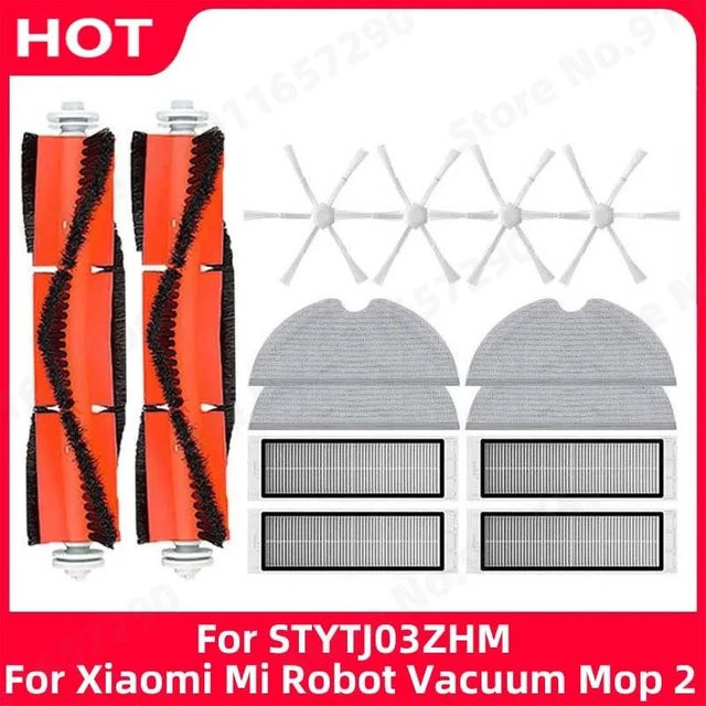 QIXIAO Ersatzteil-Set für Xiaomi Mijia Mi Robot Vacuum Mop 2 STYTJ03ZHM mit Hauptbürste, Seitenbürste, HEPA-Filter und Wischtuch - Bild 1
