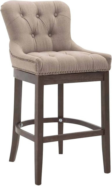 DELUKE Barhocker KAGAD Barstuhl mit Lehne aus Stoff in Taupe und Dunkelbraun, B/T/H: 55 x 57 x 109 cm - Bild 1