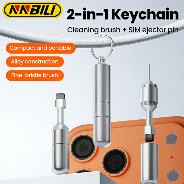 NNBILI 2-in-1 SIM-Karten-Pin-Entferner und Reinigungsset für Kopfhörer in Silber - Bild 1