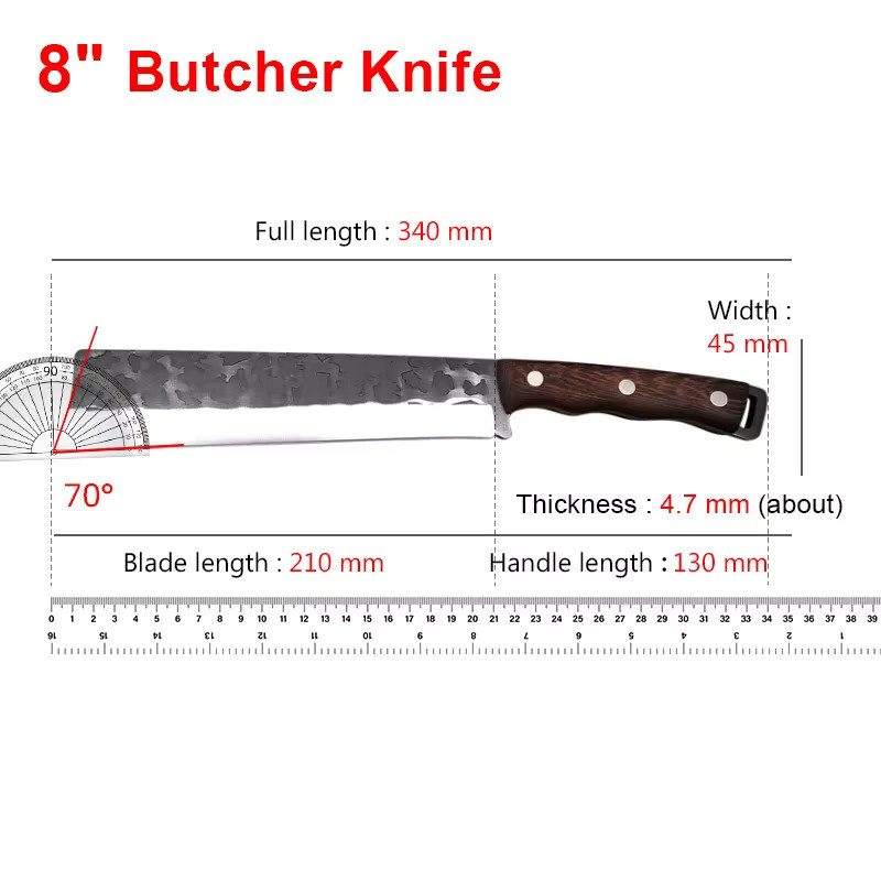 GuanQi Big Bone Metzger Hackmesser aus Edelstahl mit Holzgriff in Silber - Bild 5