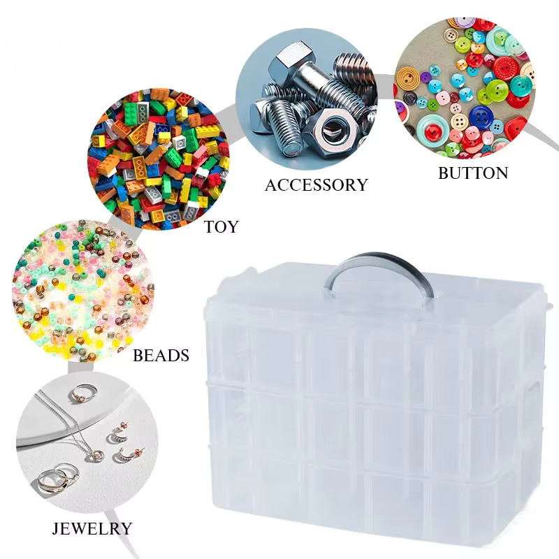 SMI Fine Stapelbare Organizer-Box mit Trennwänden aus Kunststoff, transparent, B: 25,0 cm, H: 18,0 cm - Bild 6