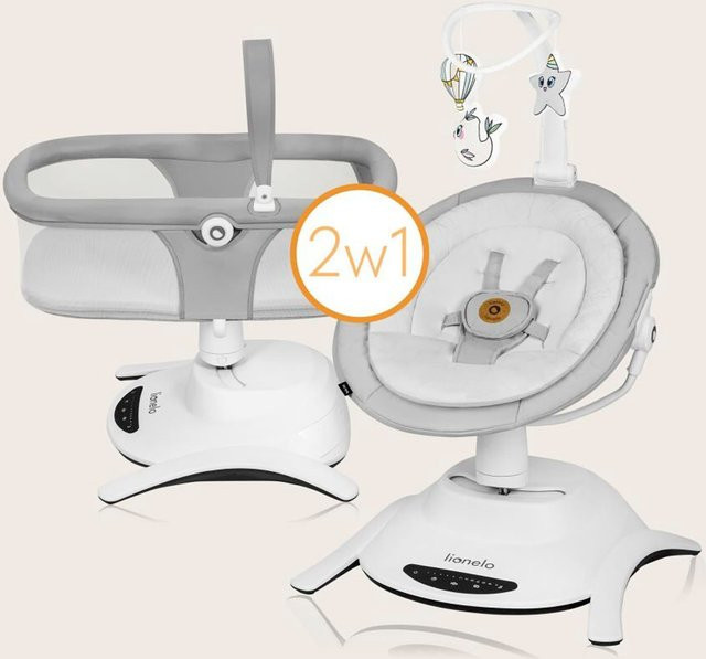 Lionelo Babyschaukel Bella Set 2in1 in Grau und Weiß - Bild 1