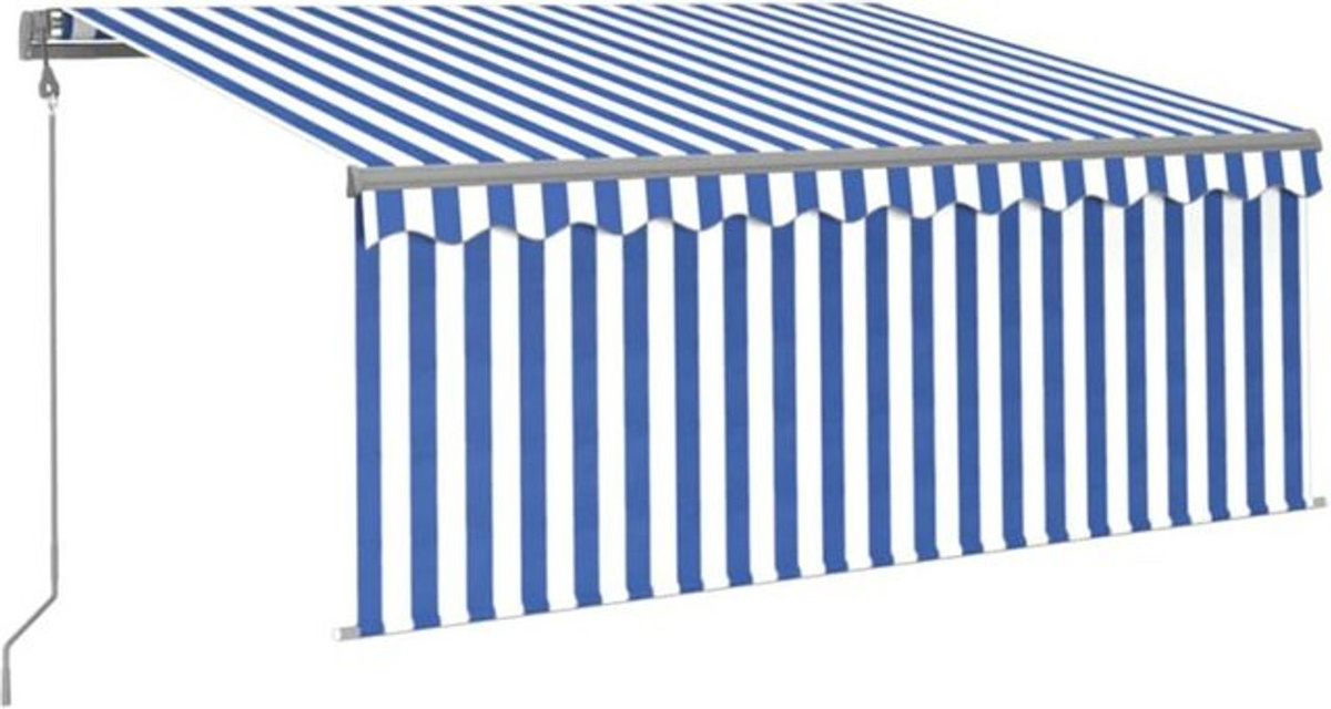 Automatische Markise mit Rollo und LED-Windsensor von vidaxl in Blau/Weiß, B: 3,5 m x H: 2,5 m - Bild 1