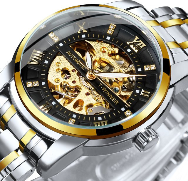 WINNER Armbanduhr Automatik, Edelstahl, Zirkonia, Kristall, Herren - Bild 1