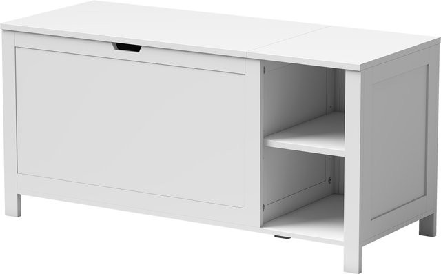 HOMCOM Schuhbank mit Klappfach in Weiß, moderne Schuhaufbewahrung mit verstellbarem Einlegeboden und belüfteter Rückwand, B/T/H: 100 x 40 x 48,5 cm - Bild 1