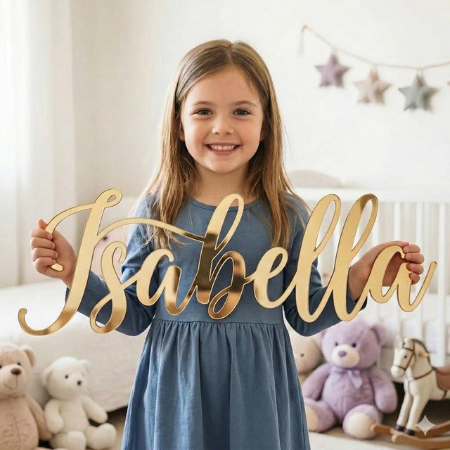 Individuelles Acryl-Namensschild von xiangfuju in Gold oder Schwarz zur Gestaltung von Hochzeit, Party oder Babybett - Bild 1
