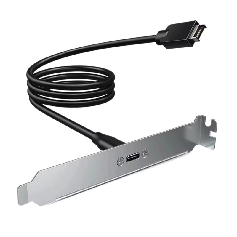 USB 3.2 Typ-E Key-A 20-Pin-Anschluss auf USB-C Frontplatte-Adapter mit PCIe-Halterung, 70 cm Kabellänge - Bild 1