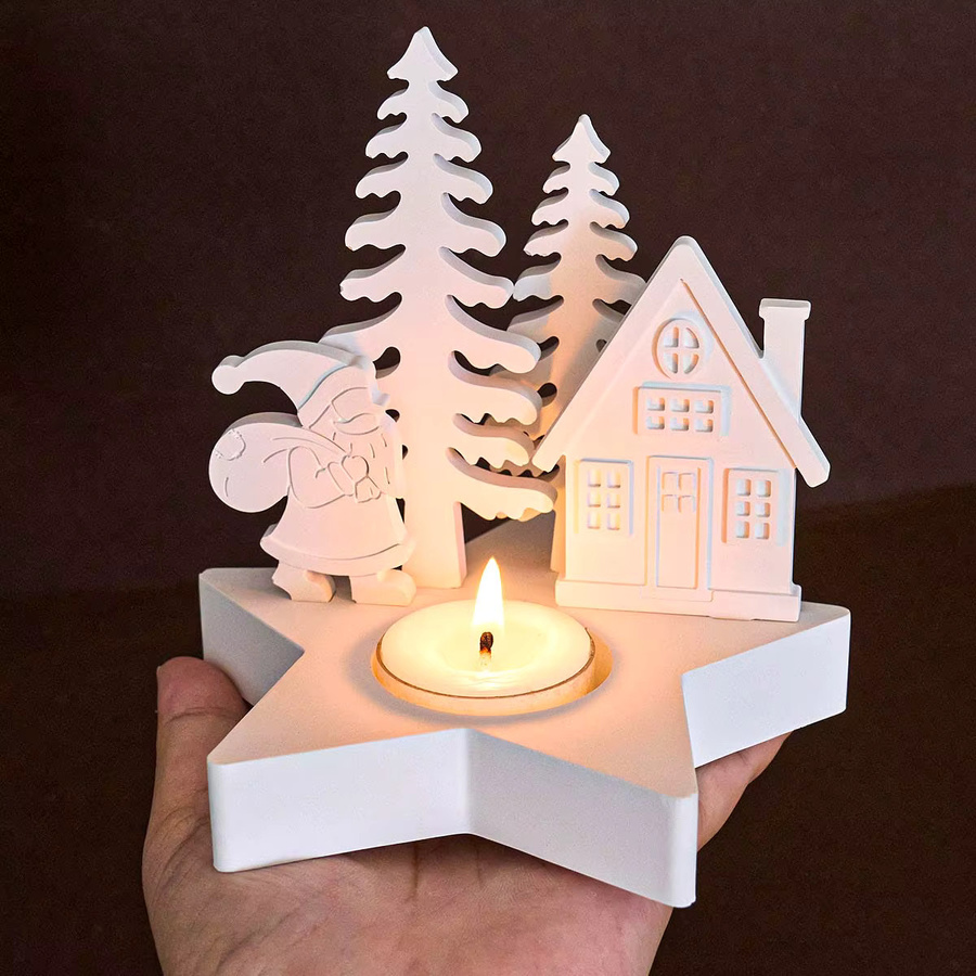 UDOCOOL Kerzenständer Gussform für DIY Weihnachtsbaum Engel Elch und Weihnachtsmann in Weiß - Bild 4