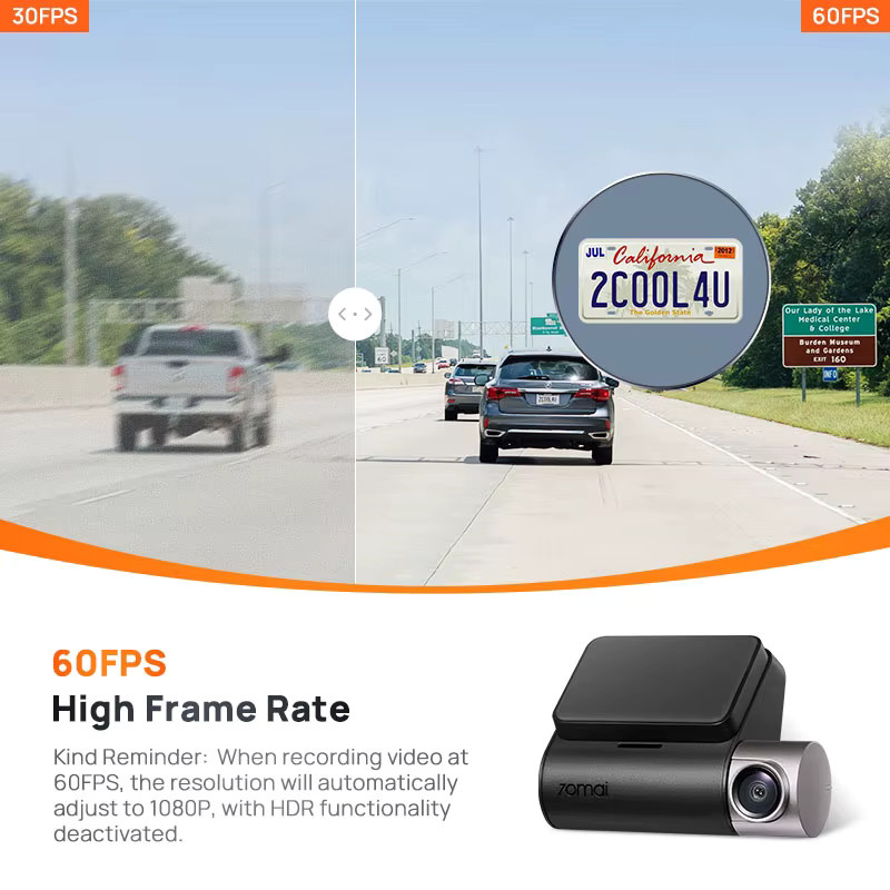 70mai Dash Cam A510 mit 1944P HDR, GPS, ADAS und 4G Konnektivität, inklusive Rückfahrkamera, Schwarz - Bild 2