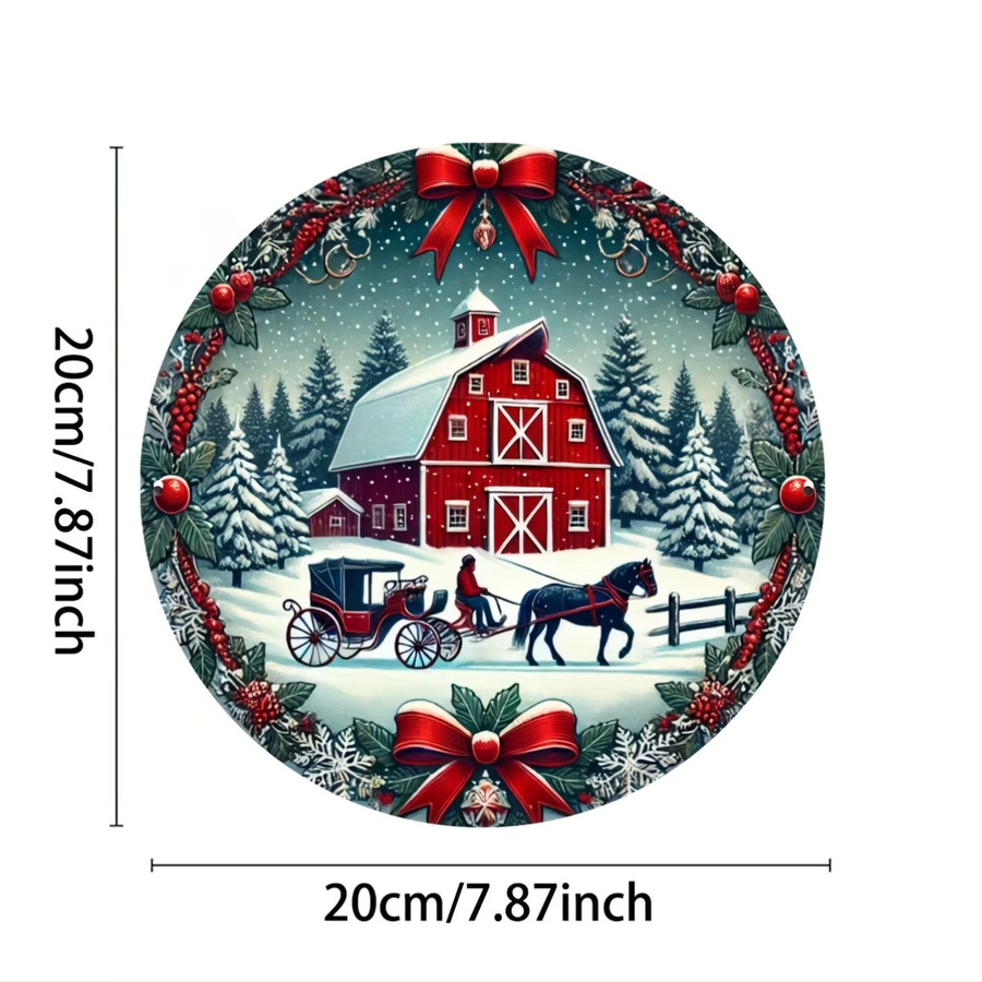 Potdemiel Winter Red Barn Wanddekoration aus Metall in Rot, Durchmesser: 20 cm - Bild 2