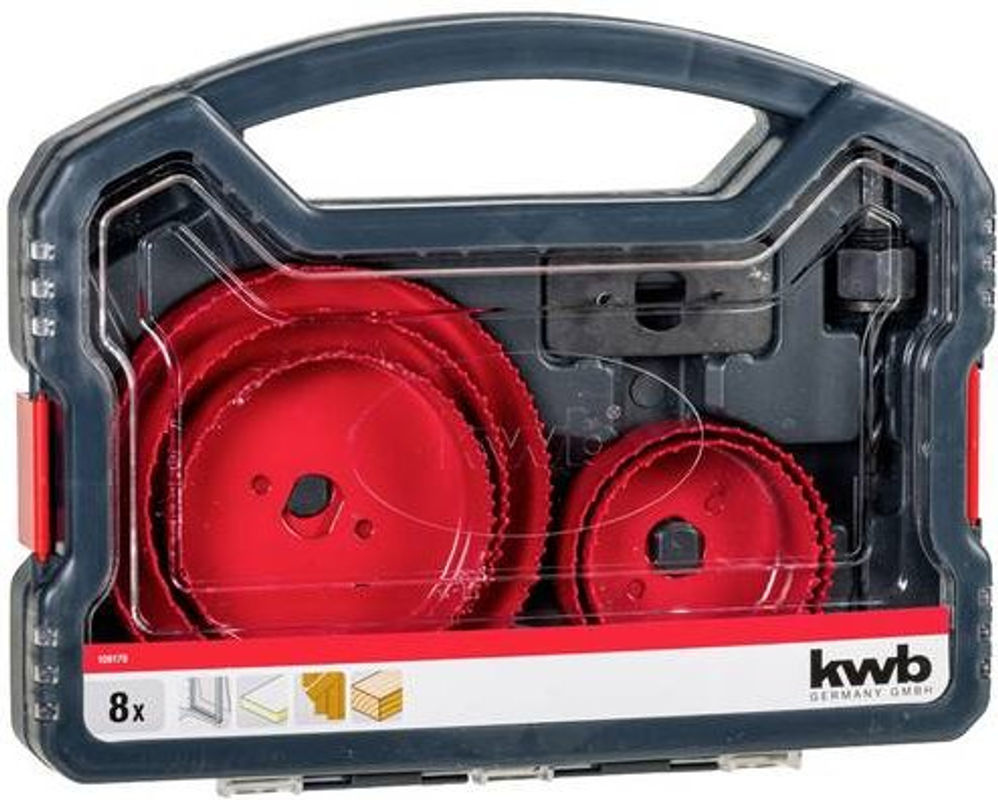 Kwb Lochsägen-Set 8teilig in Rot mit 67 mm, 76 mm, 89 mm, 102 mm und 127 mm - Bild 2