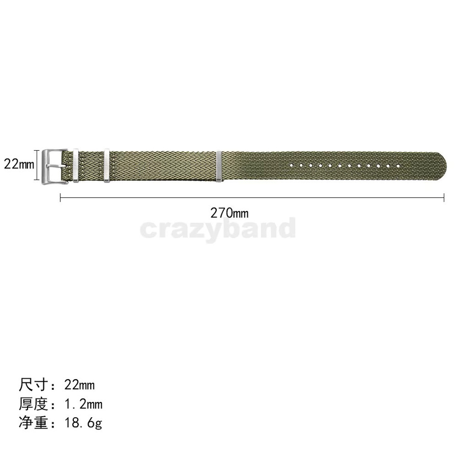 Crazyband Uhrenarmband Nylon, Textil/NATO, Unisex, 18mm 20mm 22mm - Bild 3