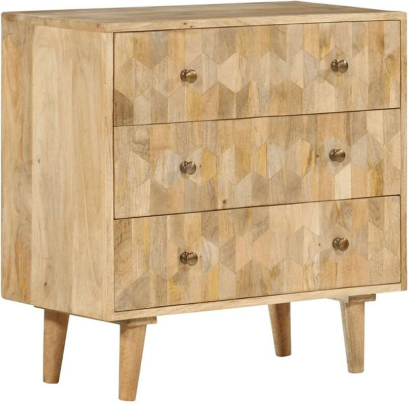 Schubladenschrank Vidaxl aus Massivholz Mango in Braun und Natur im Retro-Design, B/T/H: 70 x 35 x 70 cm - Bild 1
