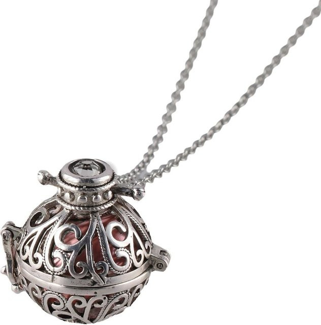 Halskette Medaillon Anhänger, Glas, Silber, Vintage, Unisex - Bild 1