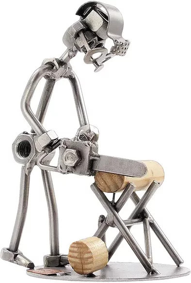 Hinz & Kunst Schraubenmännchen Waldarbeiter mit Kettensäge aus Metall in Silber - Bild 1