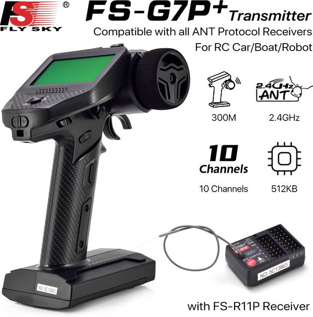 Flysky FS-G7P+ 10-Kanal RC-Sender, mit FS-R11P Empfänger FS-R7P - Bild 1