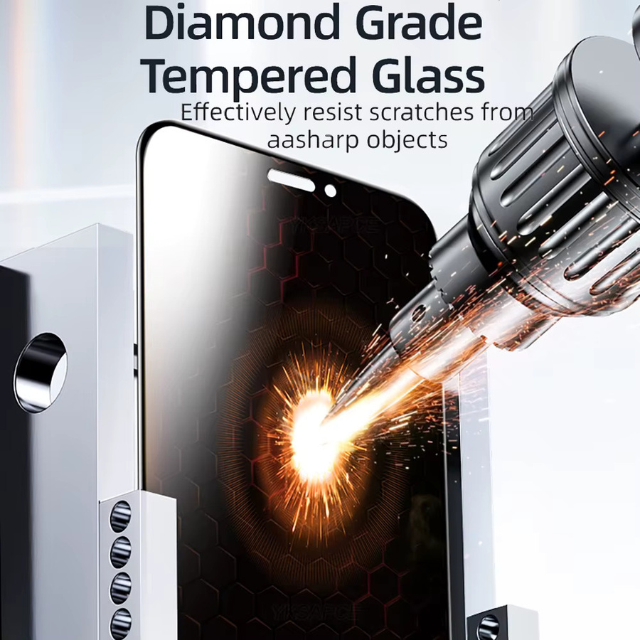 YKSPACE Anti-Spionage Blickschutz Panzerglas für iPhone 18 17 16 15 14 13 12 11 Pro Max Plus Mini XR XS transparent - Bild 4