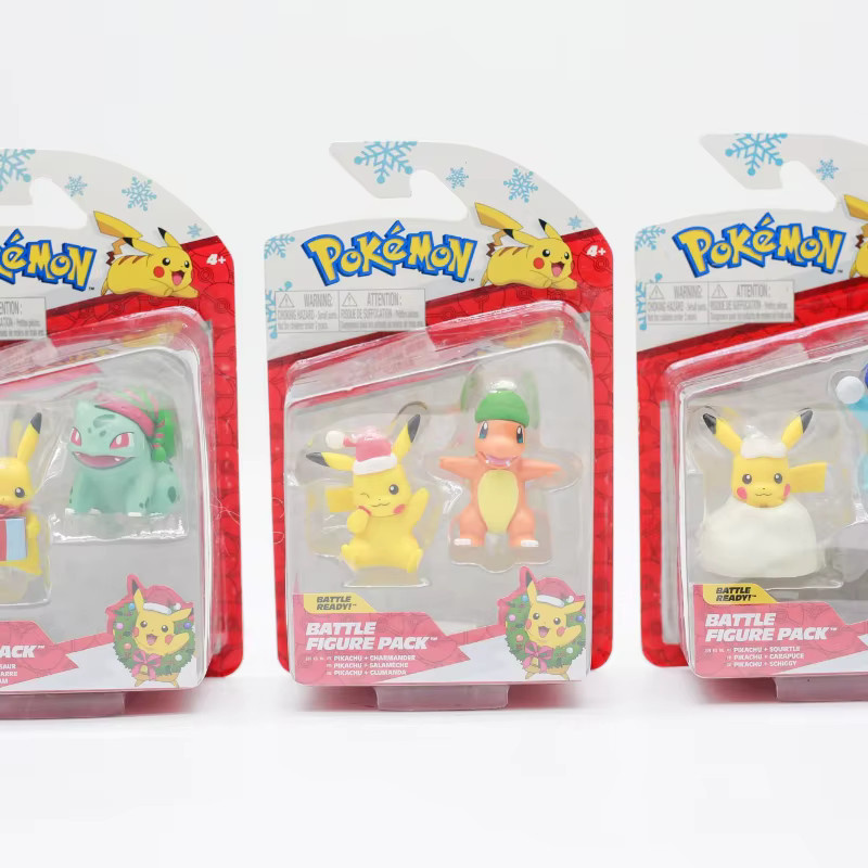 Bandai Pokémon Actionfiguren, Squirtle Pikachu Charmander, Winter Christmas Model - Bild 2