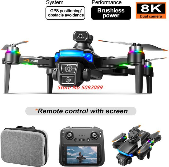 Tccicadas GPS Drohne mit Dual-Kamera für 8K HD Luftaufnahmen, 5G RC Quadcopter mit Bildschirm und Hindernisvermeidung, Schwarz - Bild 1