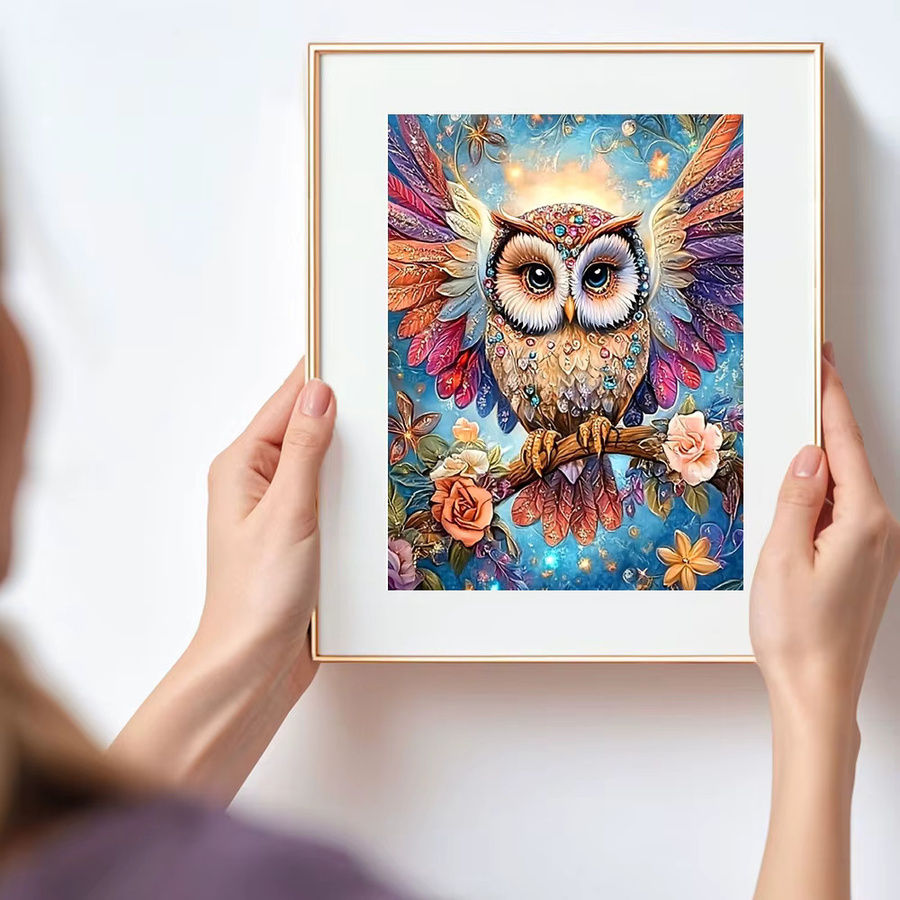Huacan 5D DIY Diamantmalerei Eule und Rose Wanddekoration, Multicolour, B/H: 30,0 x 20,0 cm - Bild 3